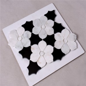 hsc62 جميل أبيض وأسود بلاط الحمام مع زهرة الفسيفساء والرخام أرضية قرميد وتجانب الجدار