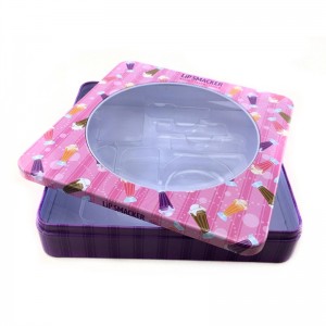 مربع صغير مربع مستحضرات التجميل القصدير لمعان الشفاه مع نافذة PVC