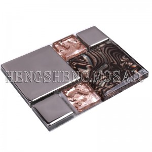 الطبقة العليا الزجاج الكهربائي مزج البلاط العنبر الفسيفساء للديكور باكسبلاش