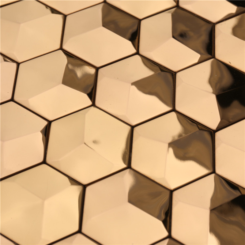 فاخر 3D الذهب مسدس معدنية جدار ديكور فن بلاط