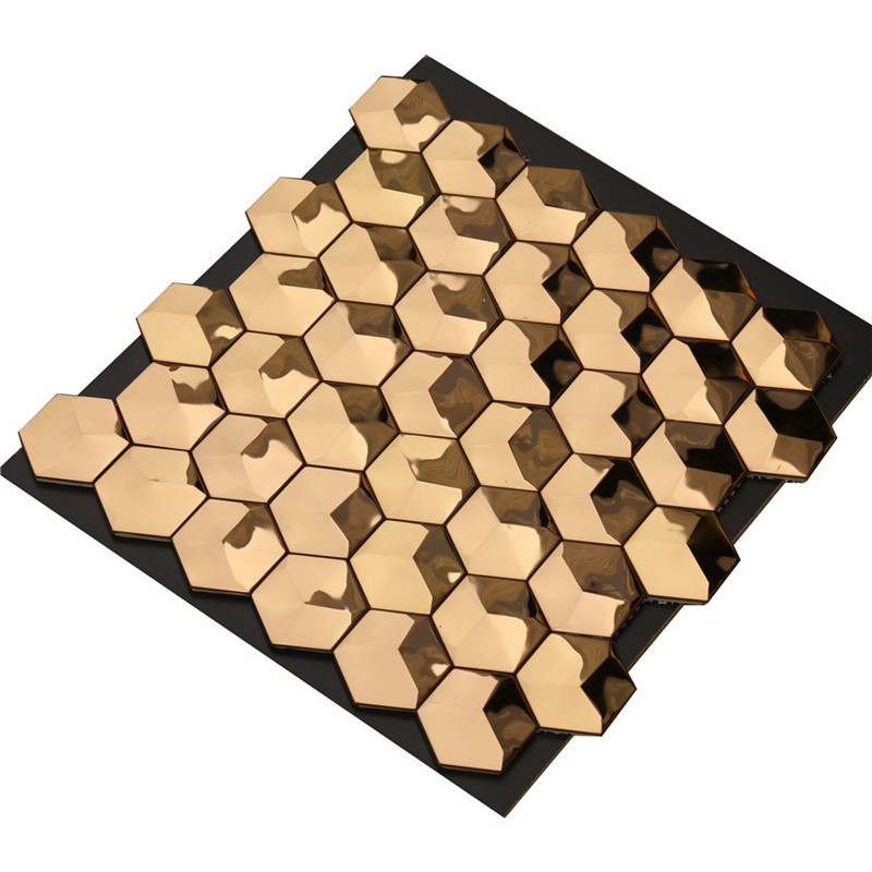فاخر 3D الذهب مسدس معدنية جدار ديكور فن بلاط