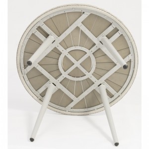 الألومنيوم الروطان الأثاث في الهواء الطلق مجموعة المائدة المستديرة مع 4 كراسي