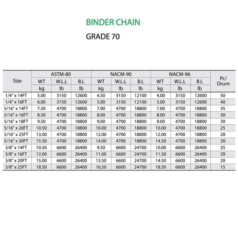 G70 Binder Chain with 2 Clevis Grab Hook