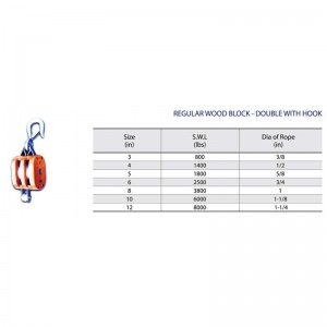 الخشب العادي بلوك مزدوج مع هوك