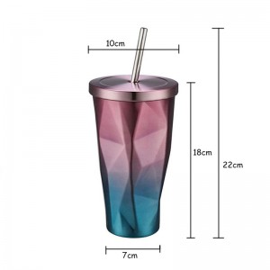 16oz السفر القدح الفولاذ المقاوم للصدأ الكؤوس قارورة كأس معزول القهوة القدح كأس شاي للسيارات سيارة مع القش زجاجة الشرب