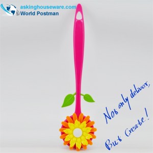 AKLBB001 زهرة مقبض طويل تنظيف فرشاة حمام ناعم