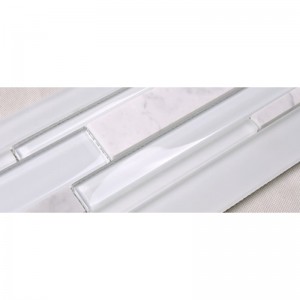 HSD131 الساخن بيع أحدث تصميم الأبيض كارارة الرخام مختلطة الزجاج فسيفساء المطبخ باكسبلاش مترو الانفاق بلاط