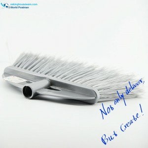 رأس مكنسة بلاستيكية من اكبراند مع لوح فرشاة بسيط وشعيرات ذات لون رمادي طويل