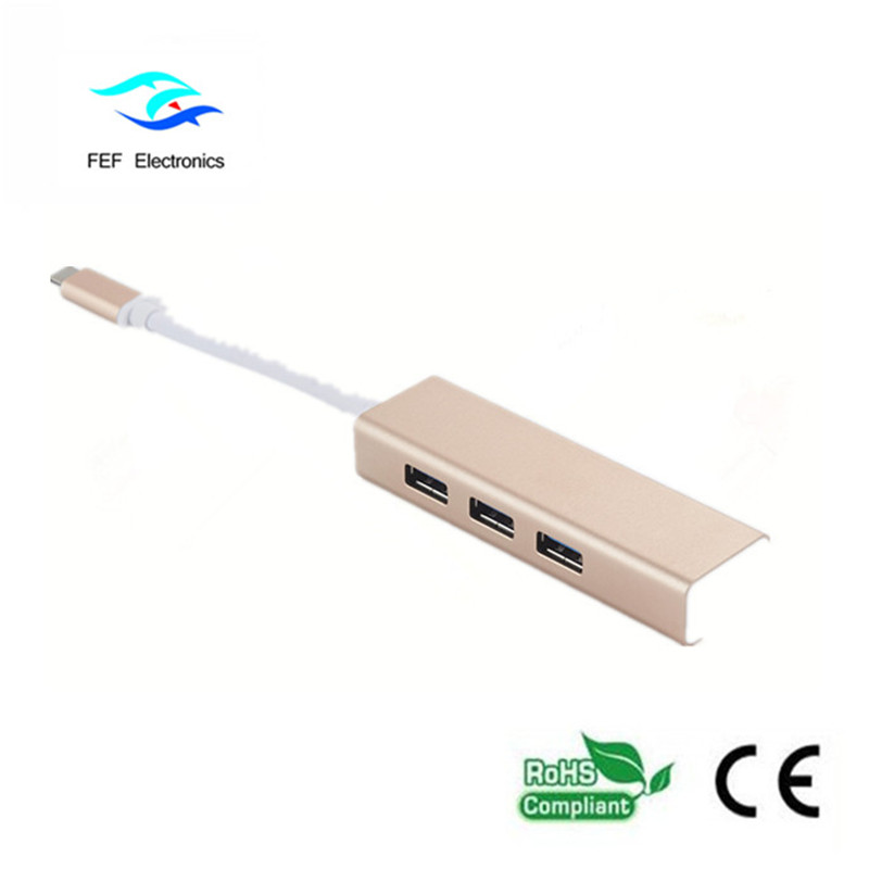 USB 3.1 اكتب c إلى RG45 أنثى Gigabit Ethernet + 3 * USB2.0 أنثى ABS قذيفة كود: FEF-USBIC-016