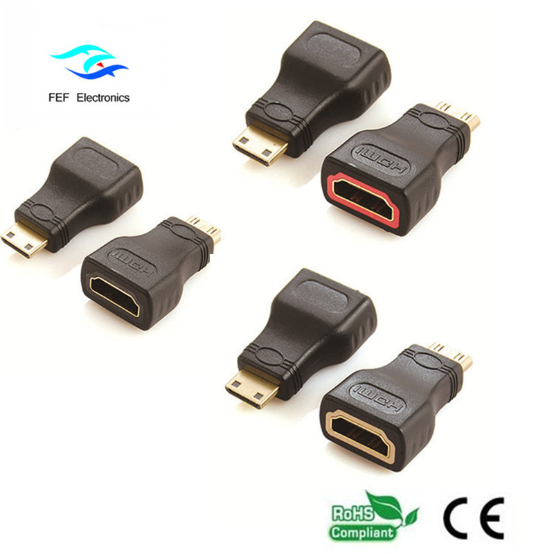 HDMI الإناث إلى ميني HDMI محول الذكور الذهب / النيكل مطلي الرمز: FEF-H-022