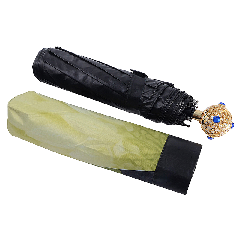 3 أضعاف الأسود طلاء المعادن الكرة مقبض مظلة مع طباعة الشعار