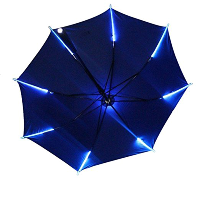 أضلاعه LED على التوالي المظلة ورمح LED مع مظلة الشعلة مقبض بلاستيكي