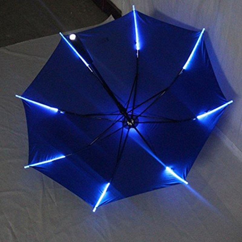 أضلاعه LED على التوالي المظلة ورمح LED مع مظلة الشعلة مقبض بلاستيكي