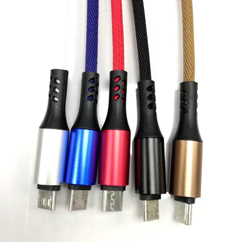Fast Charging Round Braided Micro to USB 2.0 Cable for micro USB، Type C، iPhone lightningharge and sync