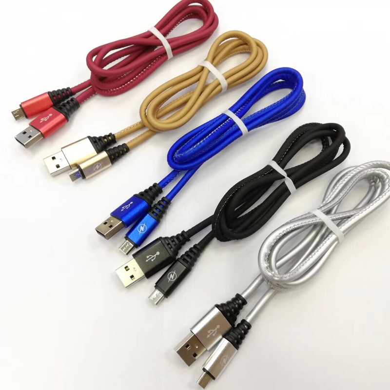 بو الجلود كابل شحن سريع جولة USB ل micro USB ، اكتب C ، iPhone البرق الشحن والمزامنة