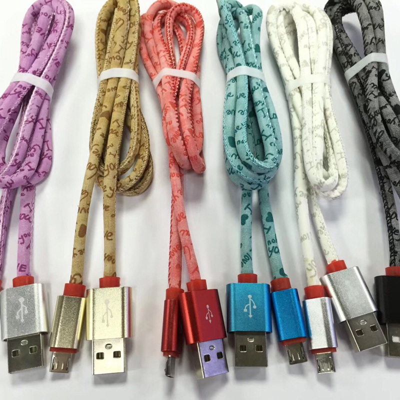 بو الجلود كابيتال رسالة كابلات شحن سريع جولة الألومنيوم الإسكان USB ل micro USB ، اكتب C ، iPhone البرق الشحن والمزامنة