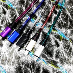 ساطع بو الجلود شحن سريع جولة الألومنيوم الإسكان كابل USB ل micro USB ، اكتب C ، iPhone البرق الشحن والمزامنة