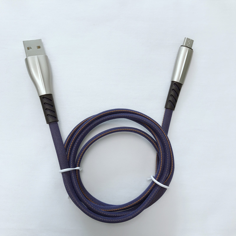 كابل بيانات مضفر 3.0A Fast Charging Flat Zinc Alloy Housing يشبه الانحناء كبل USB مجاني للمايكرو USB ، النوع C ، شحن ومزامنة شحن iPhone