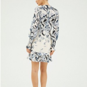 2022 فانيليا طويلة الأكمام مصغرة طباعة اللباس لسيدة