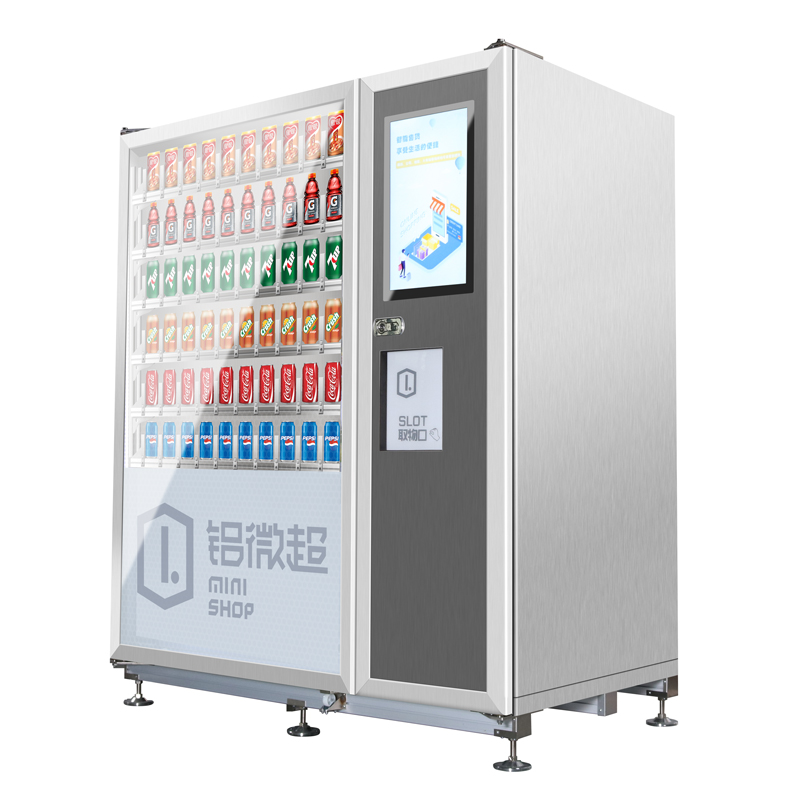 سويفت نموذج جديد الألومنيوم راحة المتجر التلقائي المشروب البارد كومبو الإعلان آلة البيع الذاتي مع شاشة LCD
