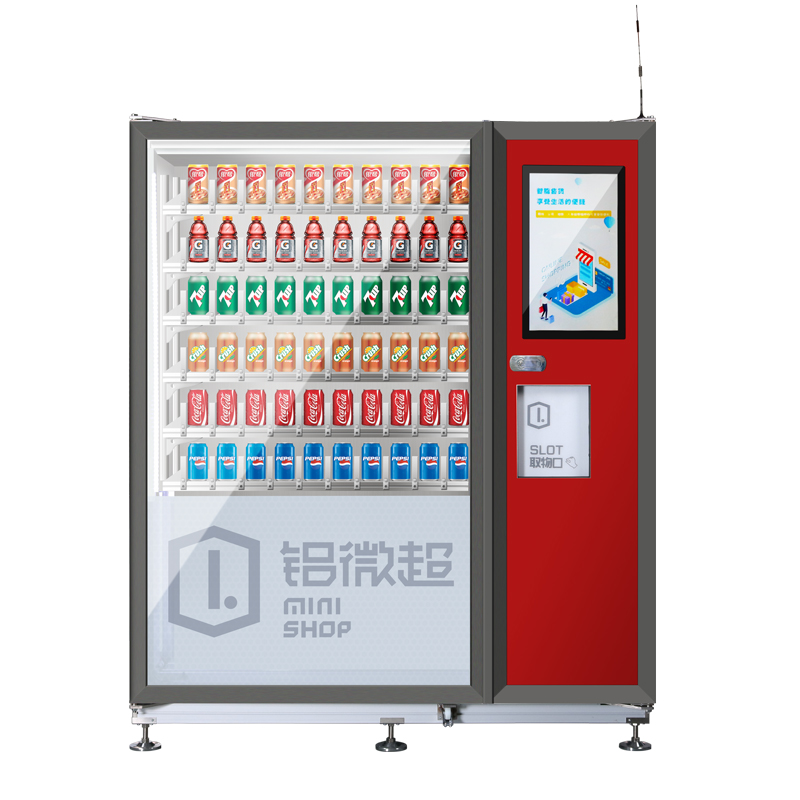 سويفت نموذج جديد الألومنيوم راحة المتجر التلقائي المشروب البارد كومبو الإعلان آلة البيع الذاتي مع شاشة LCD