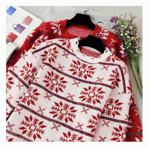 وصول جديدة جديدة فضفاضة أوراق جاكار بلايز بلوفرات كنزة صوفية للسيدات