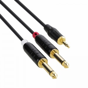 3.5 ملم 1/8 \"TRS إلى 2 × 6.35 مم 1/4\" TS مونو Y كابل الفاصل الكابل لفون ، آي بود ، أجهزة الكمبيوتر المحمول ، مشغلات الأقراص المضغوطة ، مضخم الط...