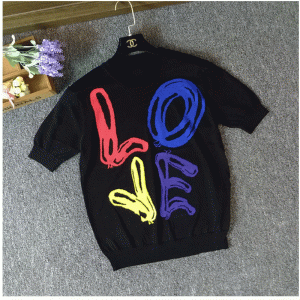 2018 مخصص جاكار الحب الخط البلوز صوفية قصيرة الأكمام الصيف