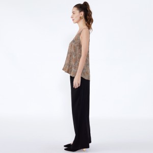 أحدث تصميم فضفاض الشارع الشهير السيدات بنطلون معطف أسود بانت JSDJ2516