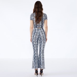 ليوبارد طباعة السراويل BODYCON العصرية اثنين من قطعة مجموعة ملابس النساء