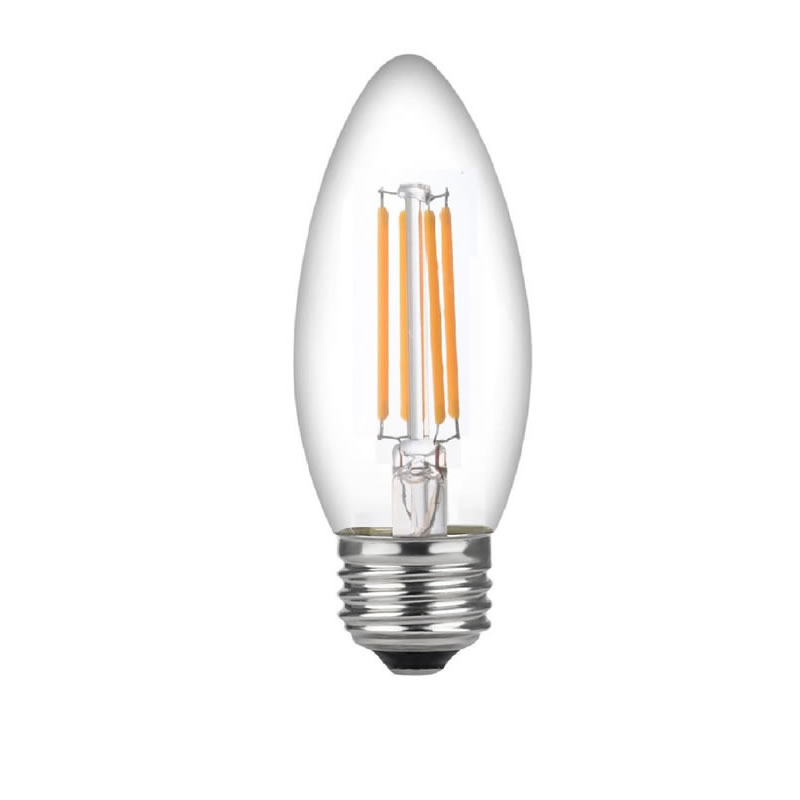 LED 60 وات لمبات الشمعدانات قاعدة متوسطة ، لمبات الشمعدانات ، خيوط عكسية واضحة 60 وات لمبات LED (تستخدم فقط 4.5 واط) ، C37 LED لمبات الشموع