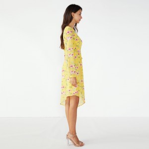 2019 الأصفر الرجعية الصيف الفتيات يتوهم المرأة عارضة اللباس