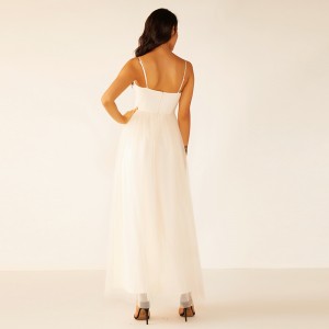 تصنيع المعدات الأصلية عالية الجودة المرأة طويلة الدانتيل الأبيض الصيف هامش فستان زفاف العروسة النسيج