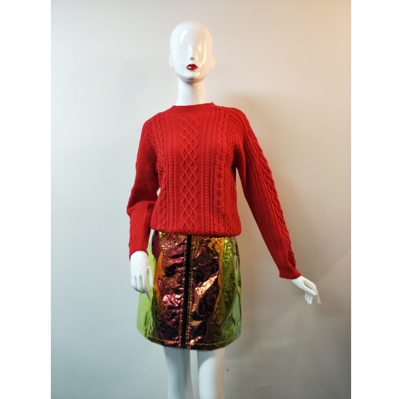 RED CABLE KNIT SWEATER RLWS0046F