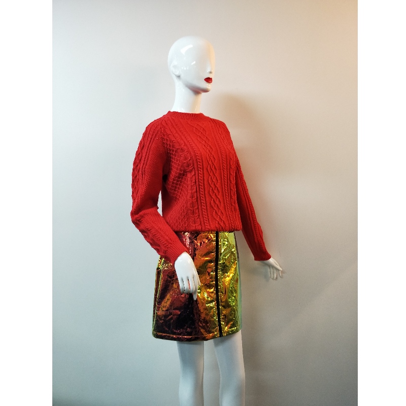 RED CABLE KNIT SWEATER RLWS0046F