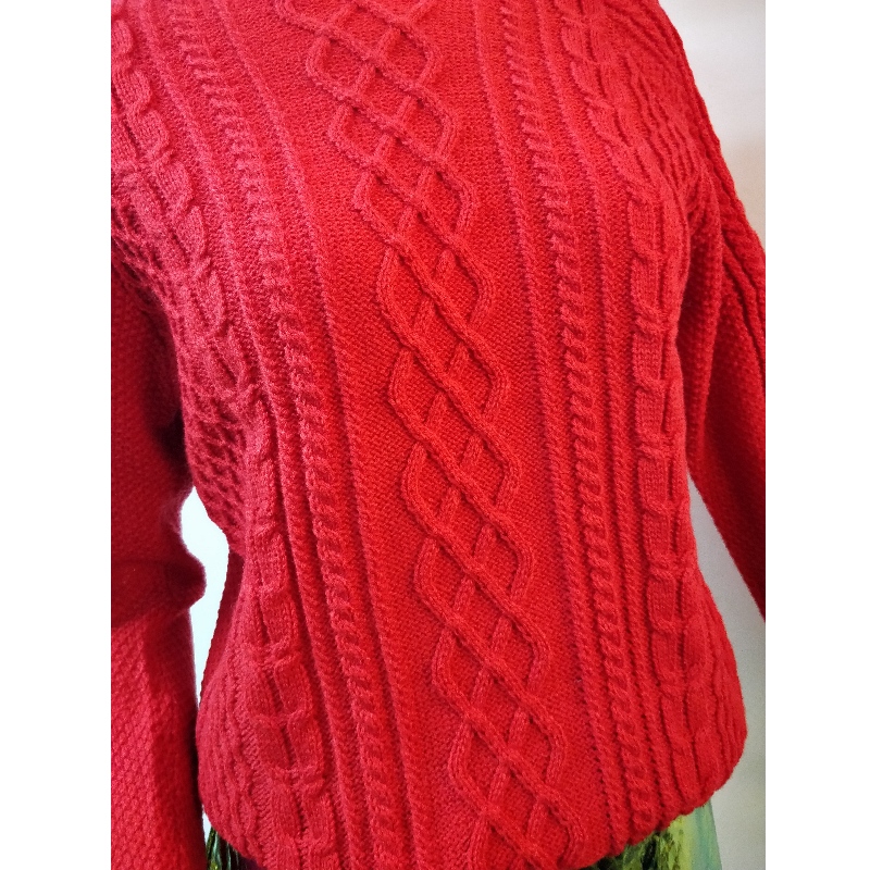 RED CABLE KNIT SWEATER RLWS0046F