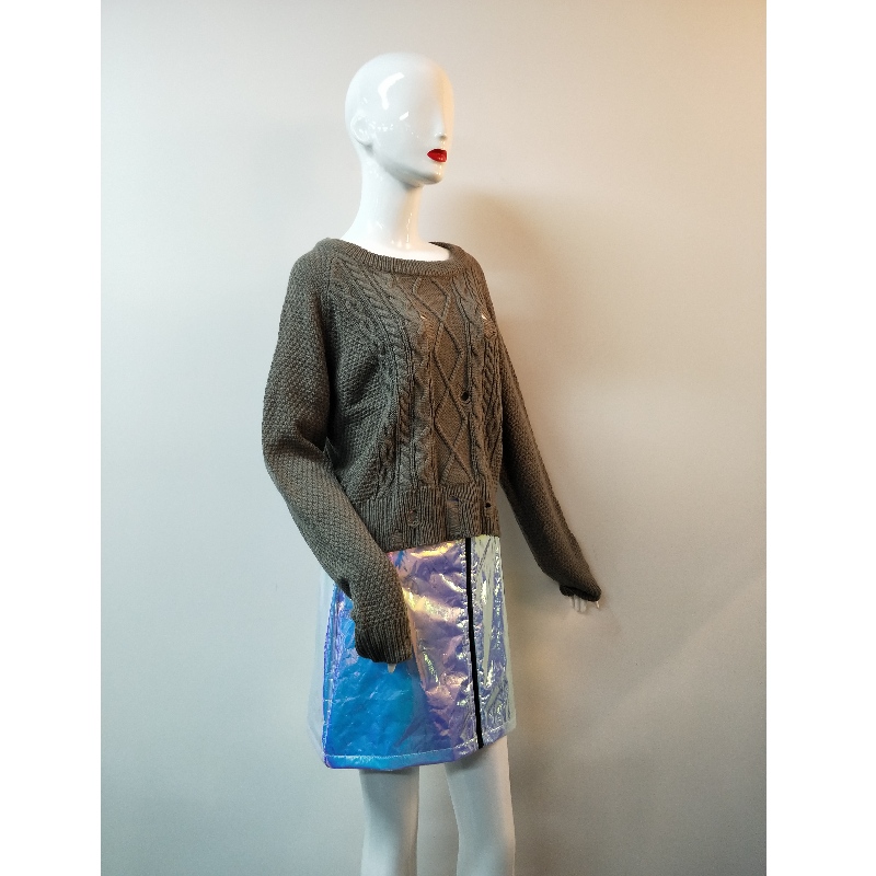 GRAY CABLE KNIT SWEATER RLWS0053F