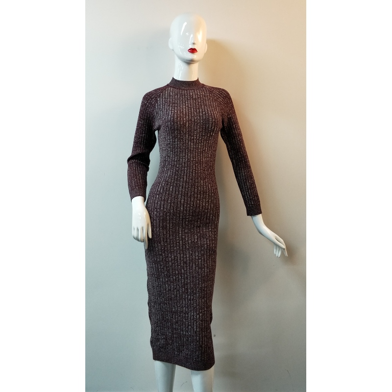 OXBLOOD METALIC LONGLINE SWEATER DRESS RLWS0136F