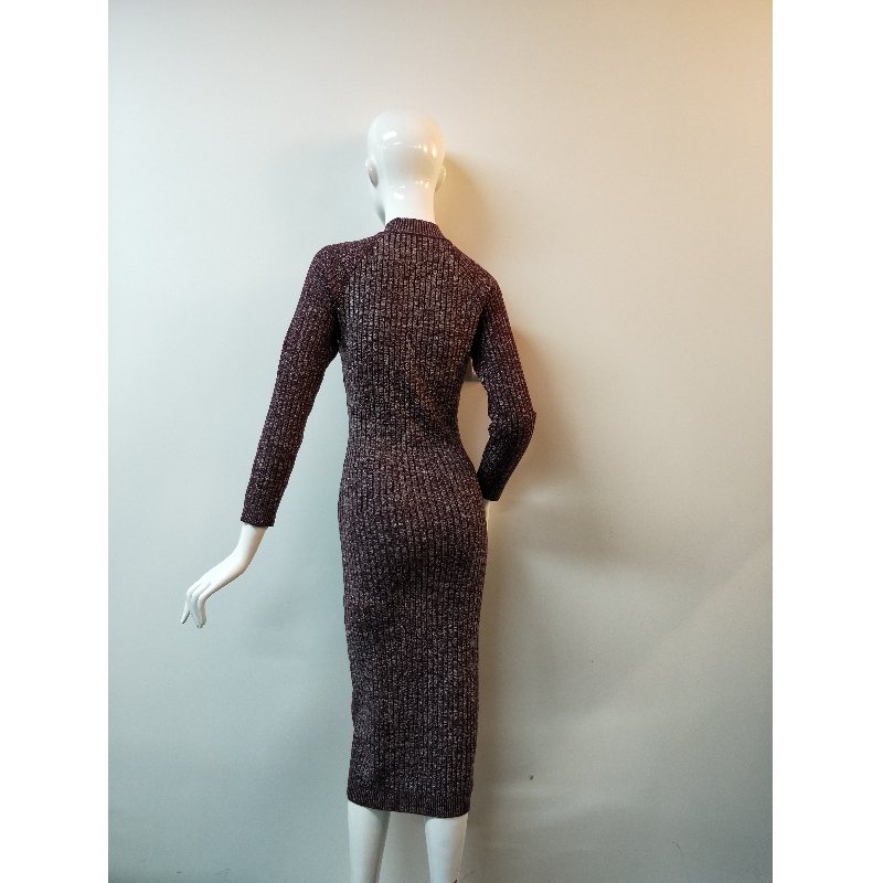 OXBLOOD METALIC LONGLINE SWEATER DRESS RLWS0136F