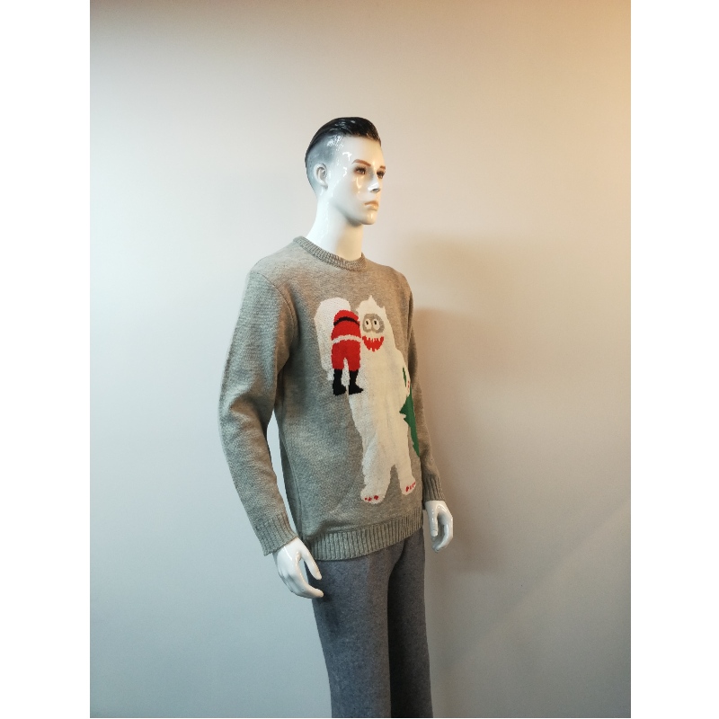 GRAY CARTOON PRINT SWEATER RLMS0001F