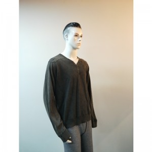 GRAY V-NECK SWEATER RLMS0013F