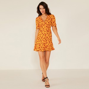 المهنية مصنع صانعي القطع الأصلية المرأة الصيف عارضة سوينغ الأزهار طباعة اللباس