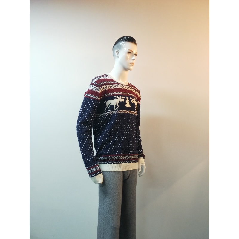 NAVY PRINT SWEATER RLMS0047F