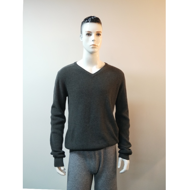 GRAY V-NECK SWEATER RLMS0014F