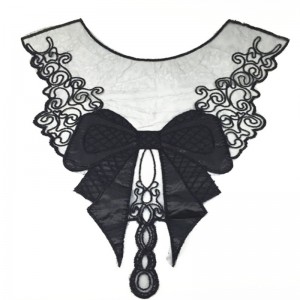 100 ٪ البوليستر الأسود الكبير زهرة قلادة الدانتيل طوق النسيج تقليم DIY التطريز أقمشة الدانتيل العنق زين الخياطة الحرفية