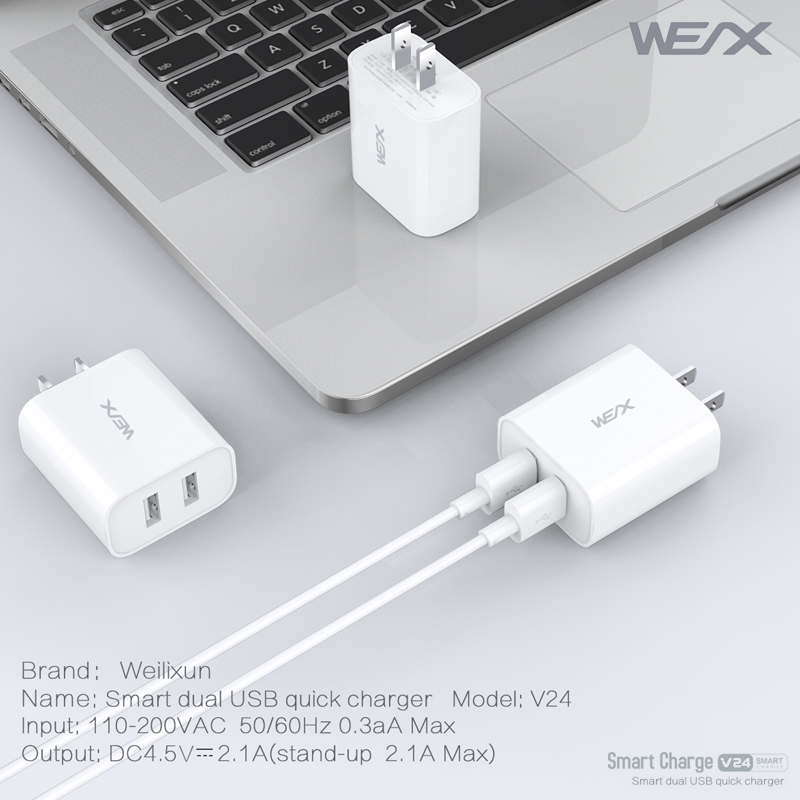 wex V24 جدار جبل شاحن  ، شاحن USB  ، شاحن سريع  ، شاحن مزدوج