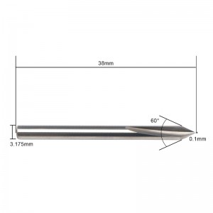 60 درجة الخامس بت ، إنبوينت المعادن بت بت كربيد تلميح مخروط الشكل CNC نقش بت مع 2-Flute 1/8 \"3.175 مم عرقوب 0.1 مم تلميح وسم بطانة مخروطية نحت ا...