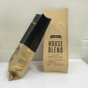 الطباعة حسب الطلب الحرارة ختم ورق الكرافت القهوة الفول تغليف أكياس الورق مع صمام