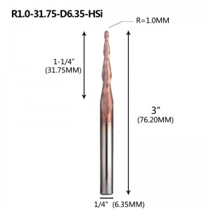 مدبب الكرة نهاية راديو مطحنة 1/4 \