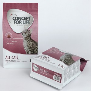 أكياس بلاستيكية مسطحة القاع مع السوستة ثمانية الجانب مختومة أكياس بلاستيكية لتغليف أغذية الحيوانات الأليفة